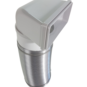 Flachkanal Umlenkung auf Rund mit Aluflex Schlauch 220x90 auf Ø150