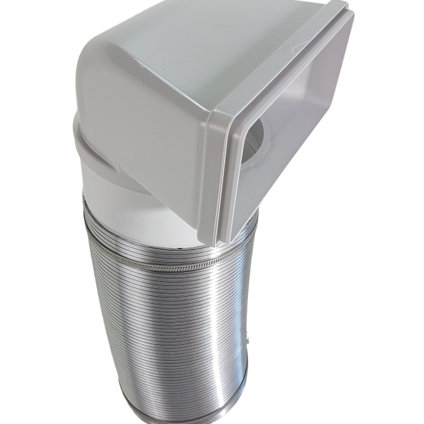 Flachkanal Umlenkung auf Rund mit Aluflex Schlauch 220x90 auf Ø150