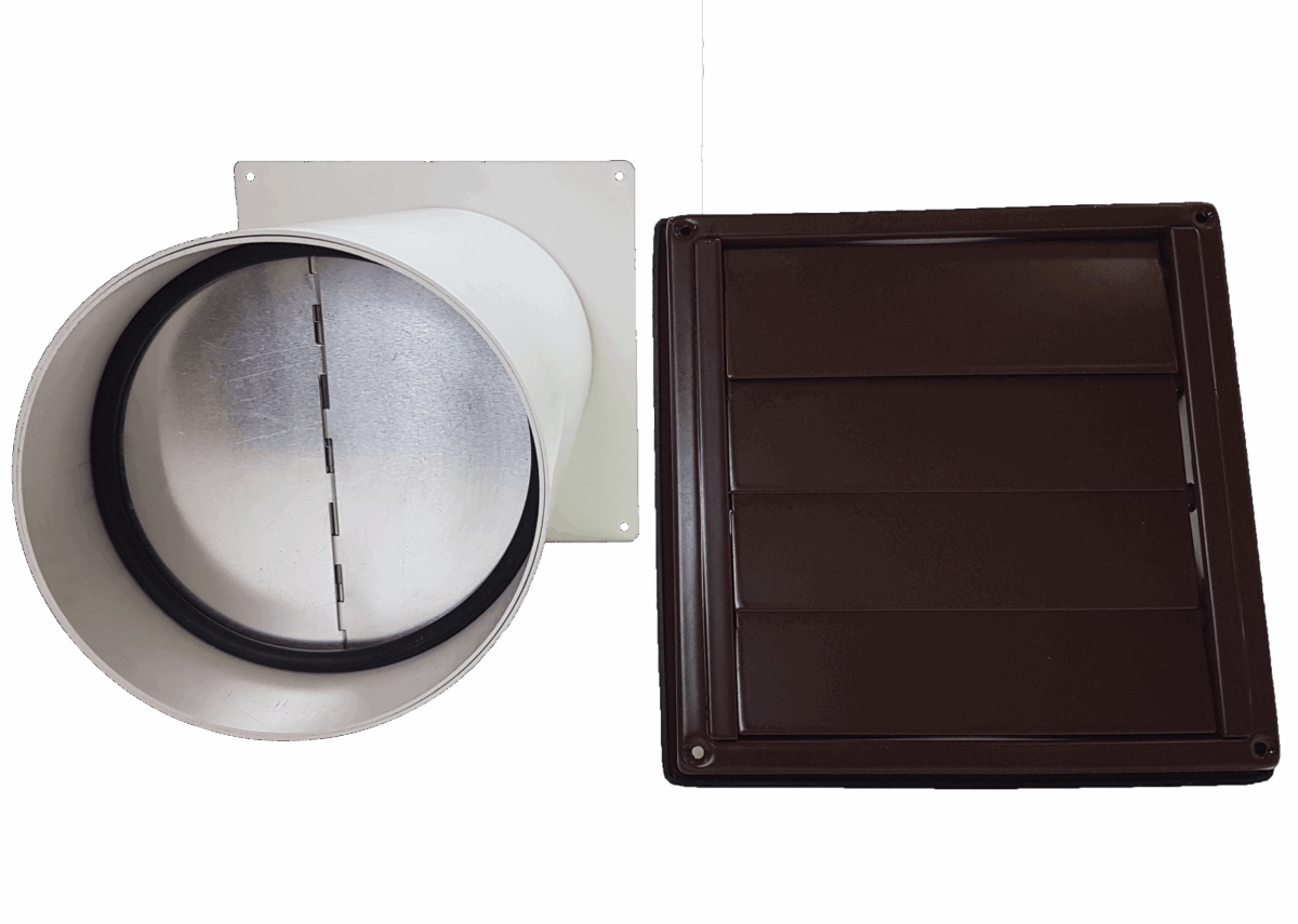 Mauerkasten für Dunstabzug mit Rückstauklappe im Teleskoprohr