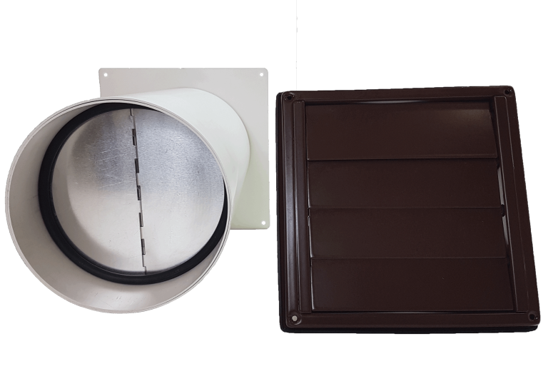 Mauerkasten für Dunstabzug mit Rückstauklappe im Teleskoprohr