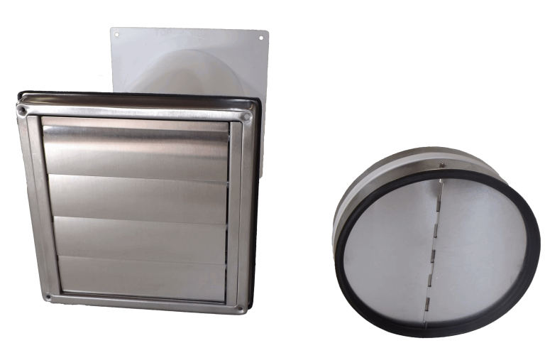 Mauerkasten für Dunstabzug mit Rückstauklappe im Teleskoprohr