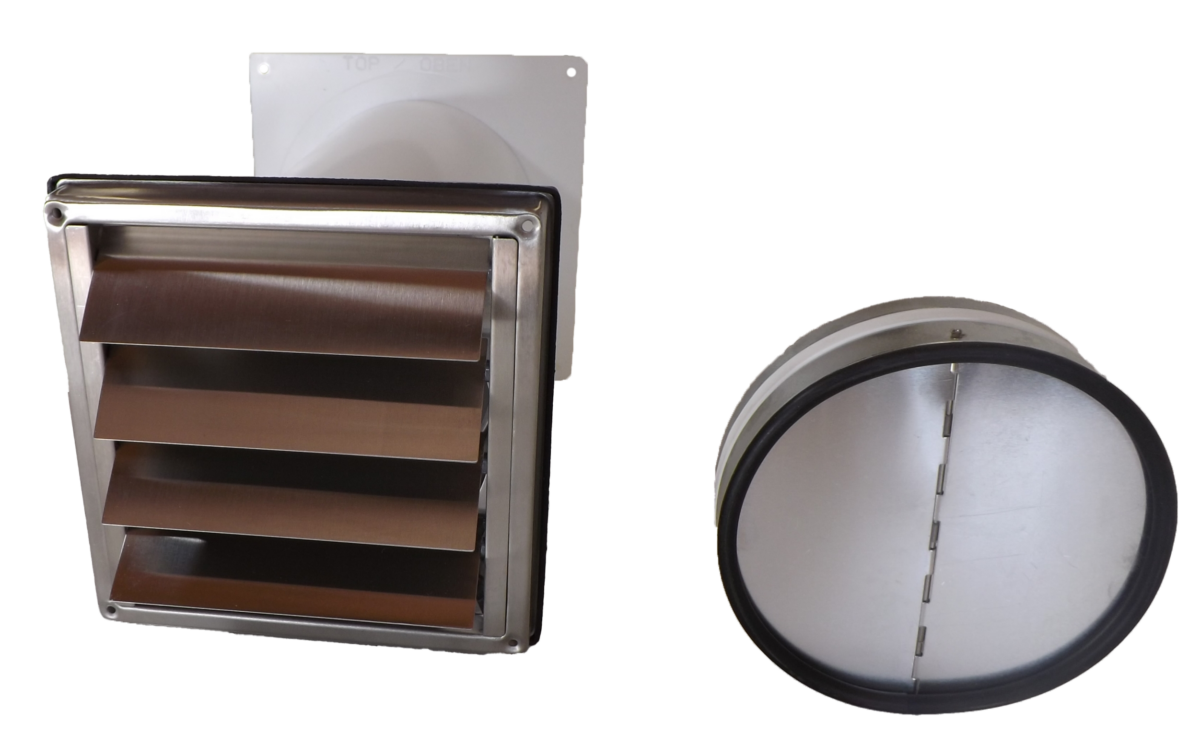 Mauerkasten für Dunstabzug mit Rückstauklappe im Teleskoprohr