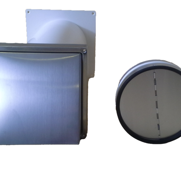 Mauerkasten für Dunstabzug mit Rückstauklappe im Teleskoprohr