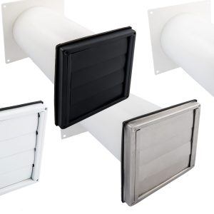 Mauerkasten für Dunstabzug mit Rückstauklappe im Teleskoprohr