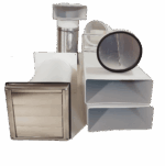 Mauerkasten Ø150 mit Flachkanal Set, Edelstahl Wetterschutzgitter