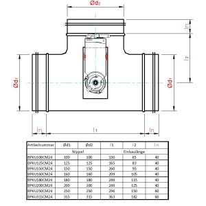 Bypassklappe mit elektro Stellantrieb Belimo CM24A für 230V