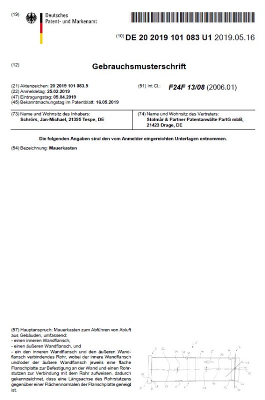2 Grad  Mauerkasten MKWSELF-iD für sicheren Kondensatablauf auch mit Blower Door Test und Zertifikat Ø150 2GradMKWSELFiD