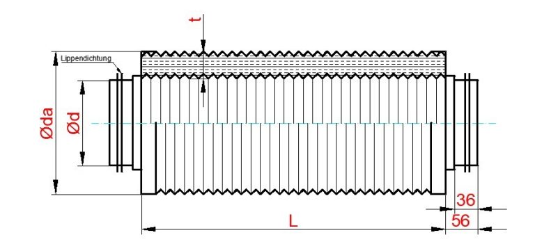 Rohrschalldämpfer, Telefonieschalldämpfer mit Lippendichtung, 50mm, 100mm Packungsstärke, 1000mm lang, Mineralfaserfrei