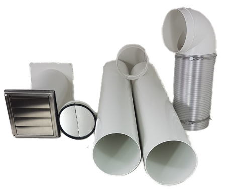 Mauerkasten Ø125 Ø150 mit Rohr Set, Edelstahl Wetterschutzgitter