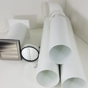 Mauerkasten Ø125 Ø150 mit Rohr Set, Edelstahl Wetterschutzgitter