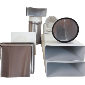 Mauerkasten Ø150 mit Flachkanal Set, Edelstahl Wetterschutzgitter