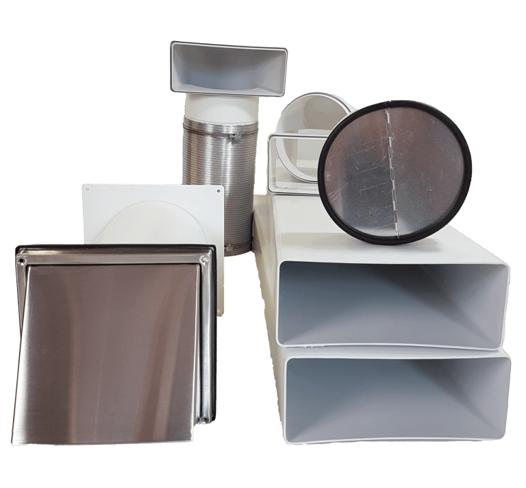 Mauerkasten Ø150 mit Flachkanal Set, Edelstahl Wetterschutzgitter