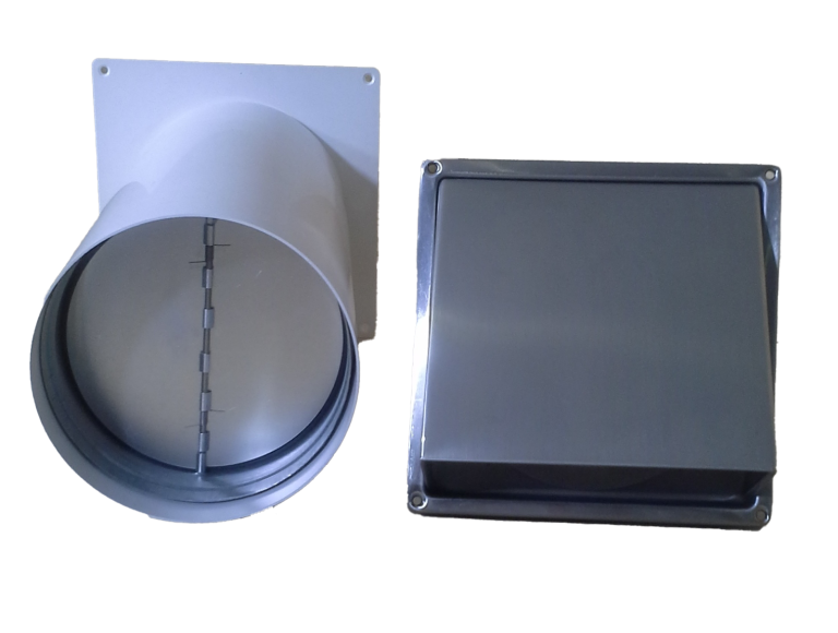 Mauerkasten Ø150 mit Flachkanal Set, Edelstahl Wetterschutzgitter