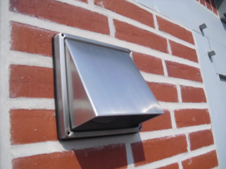 Mauerkasten Ø150 mit Flachkanal Set, Edelstahl Wetterschutzgitter