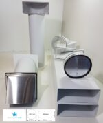 Mauerkasten Ø150 mit Flachkanal Set, Edelstahl Wetterschutzgitter