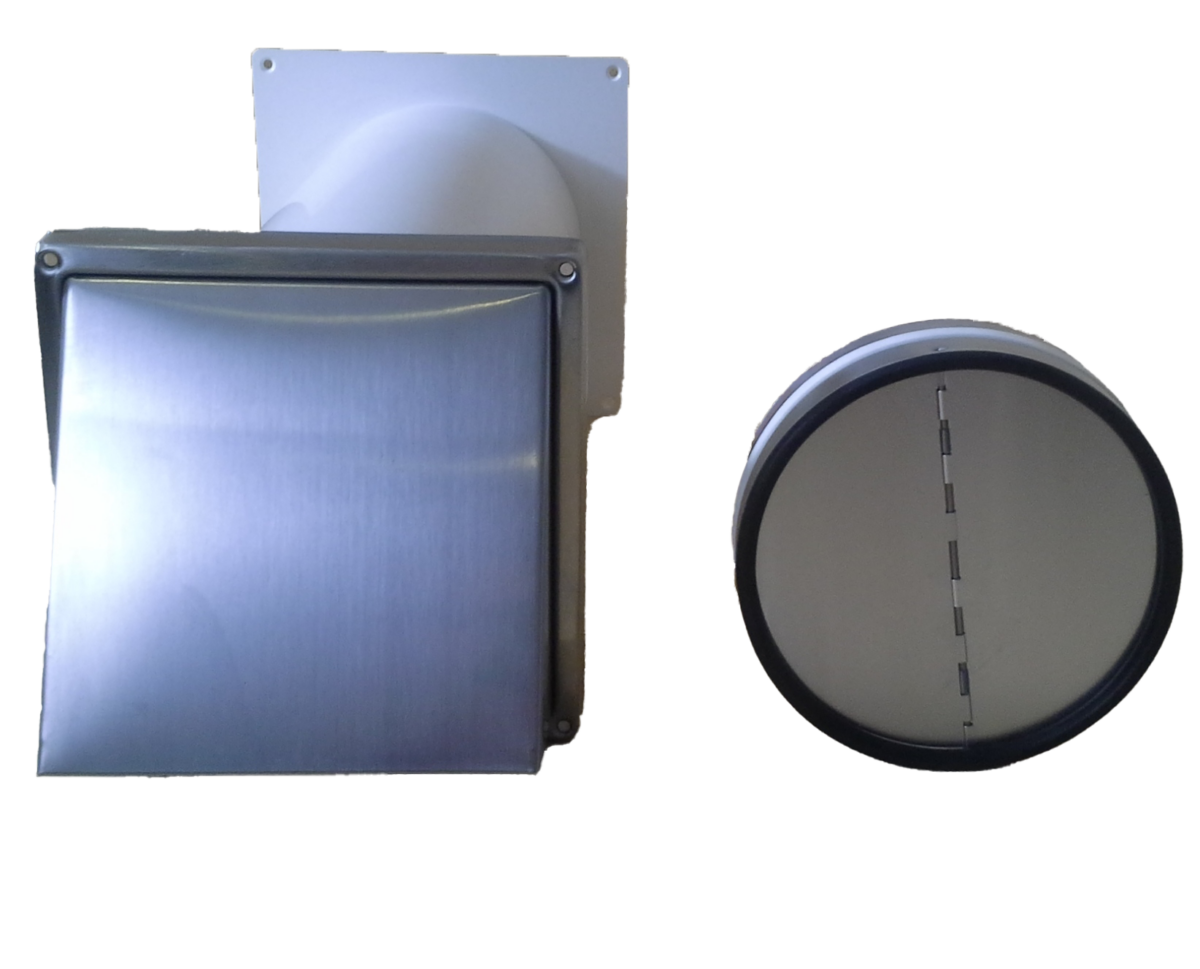 Mauerkasten Ø150 mit Flachkanal Set, Edelstahl Wetterschutzgitter