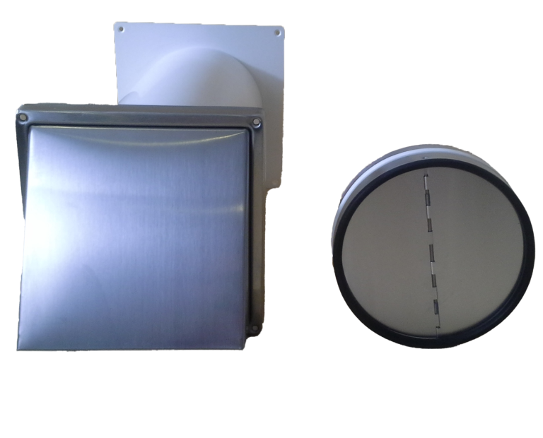 Mauerkasten Ø150 mit Flachkanal Set, Edelstahl Wetterschutzgitter