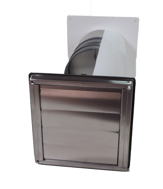 Energiesparmauerkasten Blower Door dicht mit Zertifikat mit Edelstahl Lamellen Außengitter Ø125; Ø150