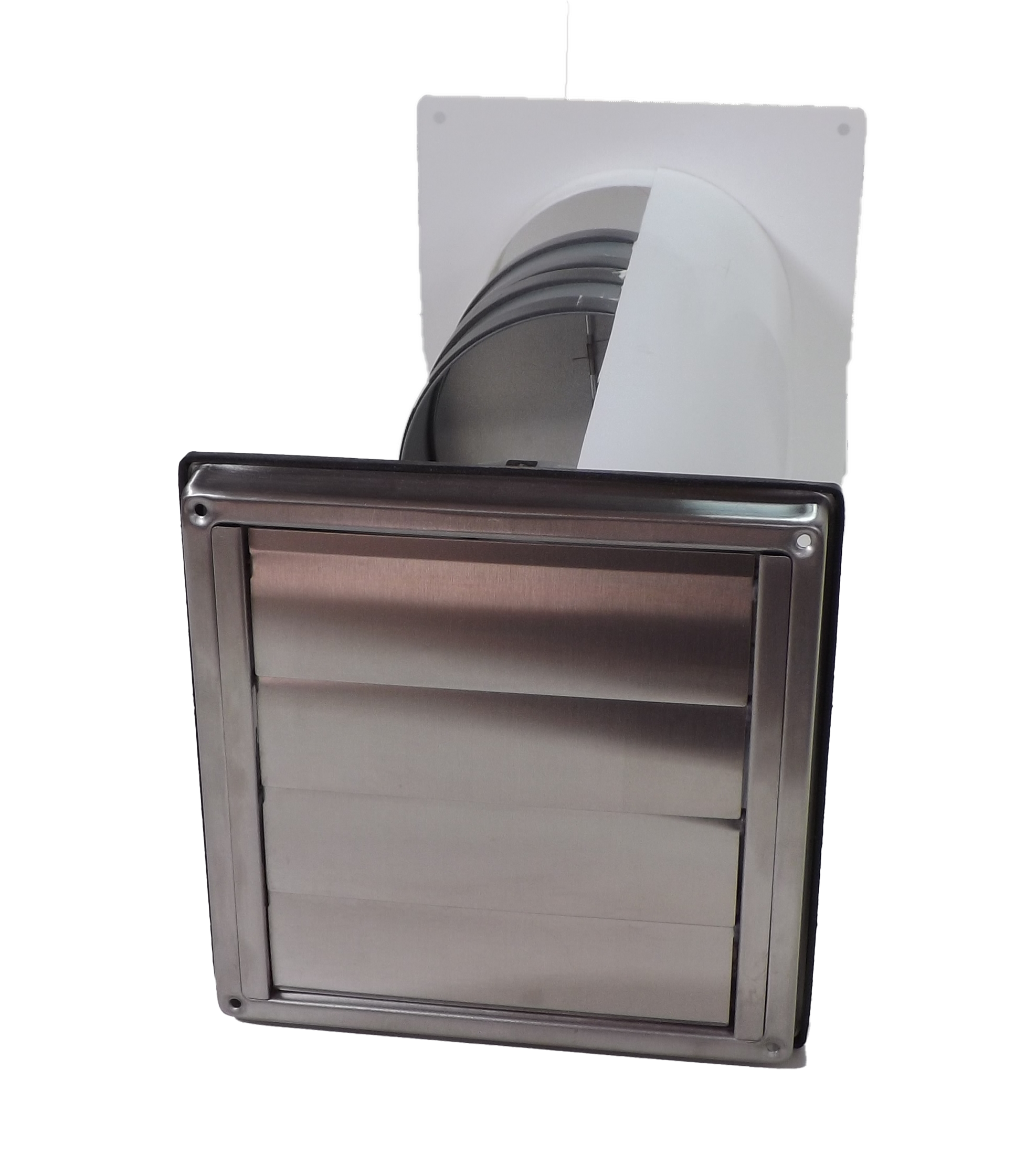 Energiesparmauerkasten Blower Door dicht mit Zertifikat mit Edelstahl Lamellen Außengitter Ø125; Ø150 Energiesparmauerkasten Blower Door dicht mit Zertifikat mit Edelstahl Lamellen Außengitter Ø125; Ø150