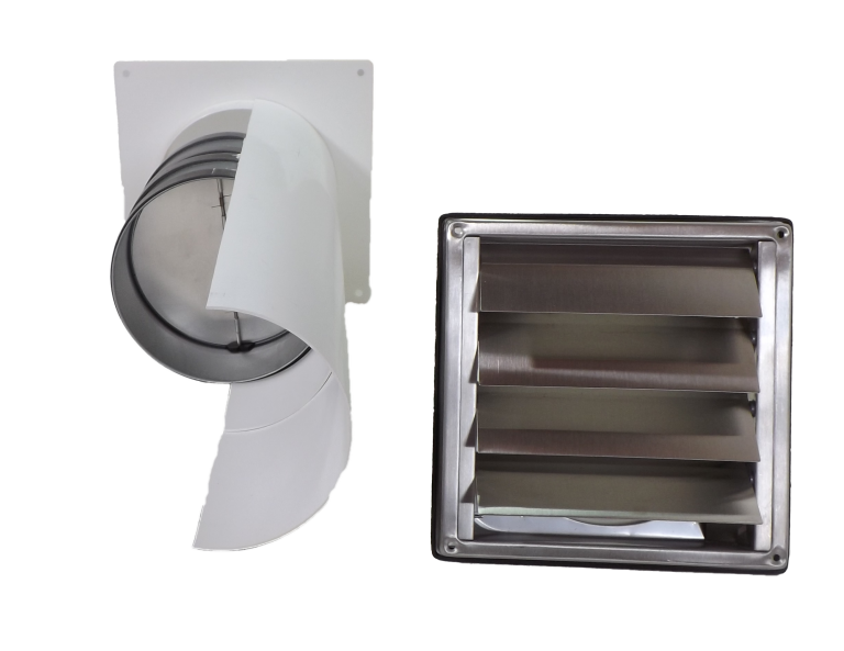 Energiesparmauerkasten Blower Door dicht mit Zertifikat mit Edelstahl Lamellen Außengitter Ø125; Ø150