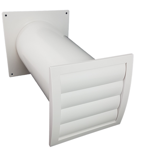 Mauerkasten mit Kunststoffgitter weiß in den Nennweiten 125 und 150