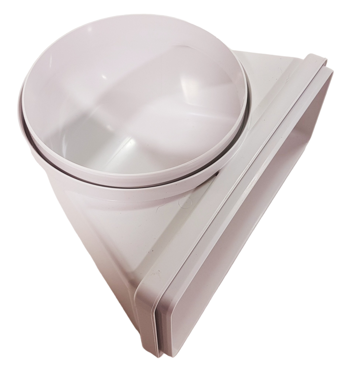 2 Grad Mauerkasten Ø150 mit Flachkanal Set, Edelstahl Wetterschutzgitter, runter zur Haube mit Aluflex