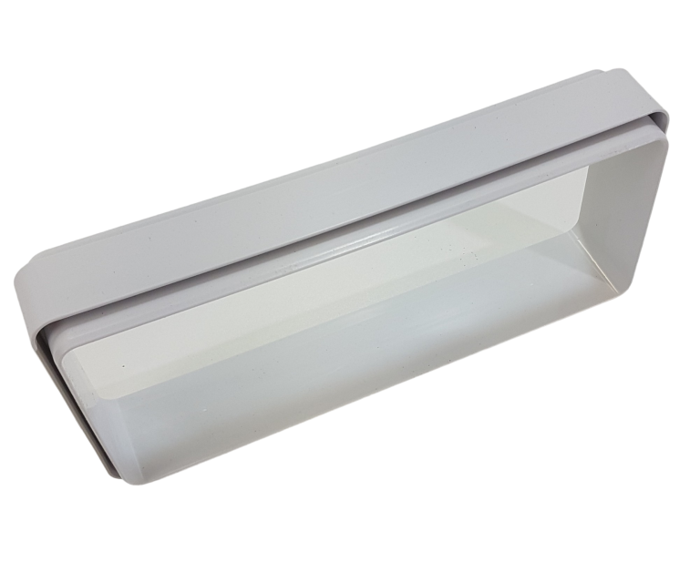 2 Grad Mauerkasten Ø150 mit Flachkanal Set, Edelstahl Wetterschutzgitter, runter zur Haube mit Aluflex