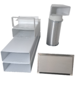 Flachkanal Set 220x90 mit Edelstahl Wetterschutzgitter S6-K-WSGEHi, runter zur Haube mit Aluflex