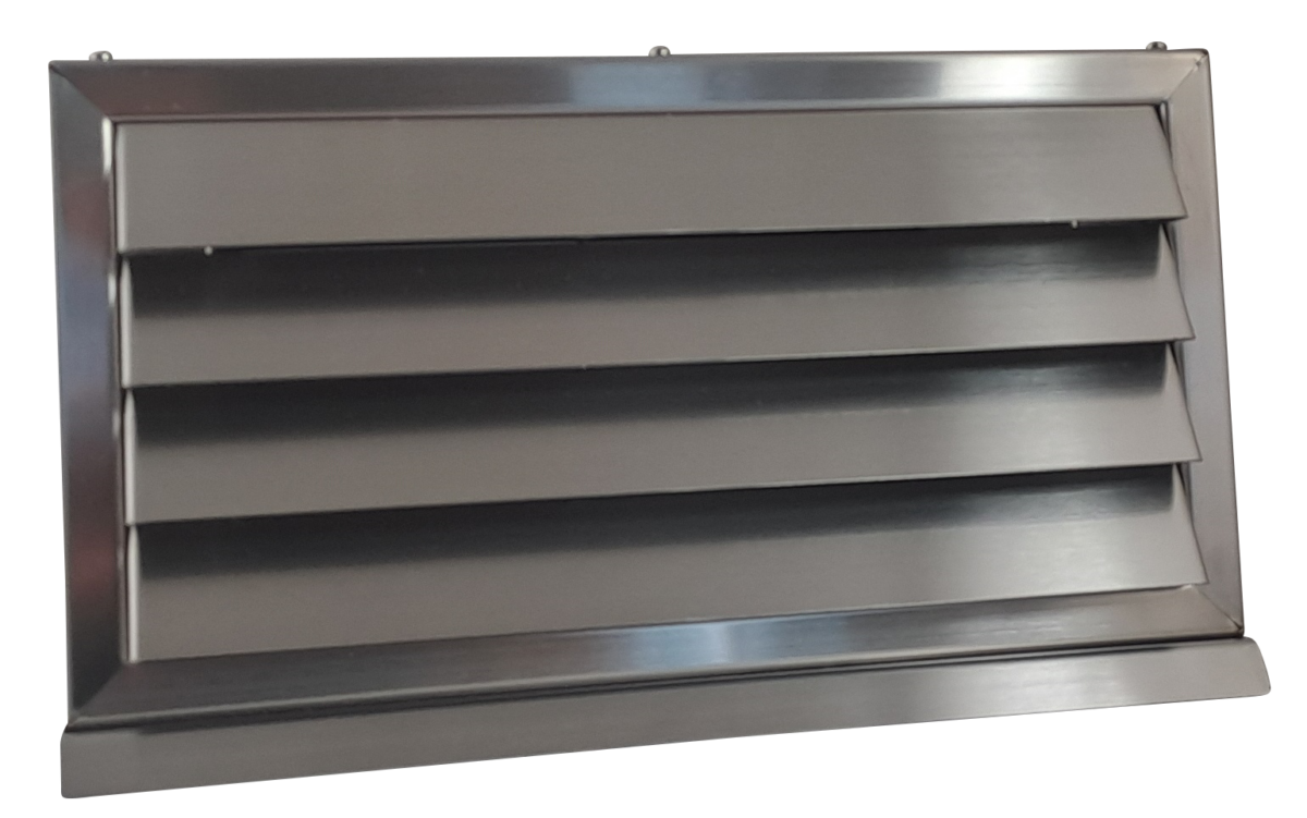 Flachkanal Set 220x90 mit Edelstahl Wetterschutzgitter S6-K-WSGEi220x90, runter zur Haube mit Aluflex