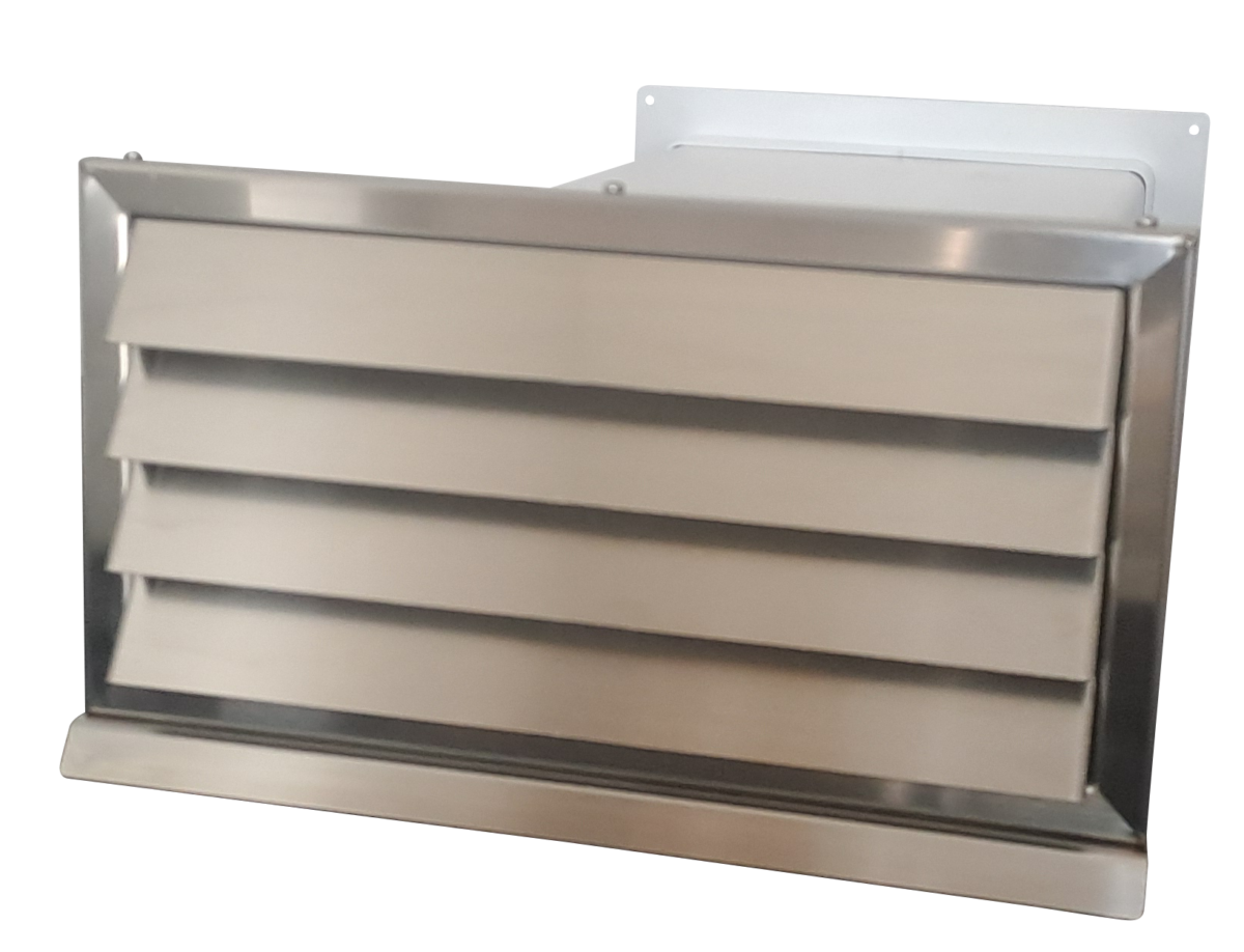 Mauerkasten mit Edelstahl Wetterschutzgitter mit Rückschlagklappe MKWSGEi220x90