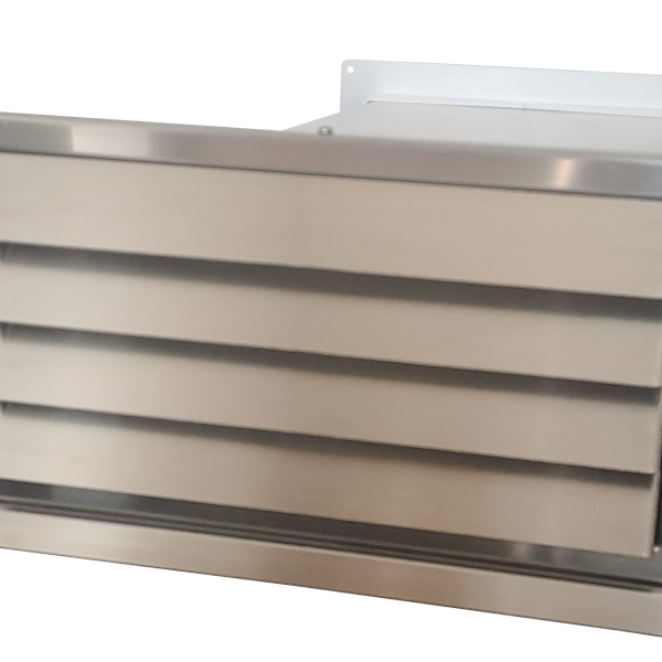 Mauerkasten mit Edelstahl Wetterschutzgitter mit Rückschlagklappe MKWSGEi220x90