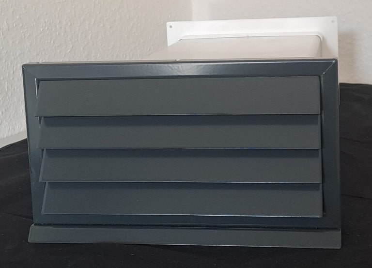 Flachkanal Set 220x90 mit Edelstahl Wetterschutzgitter S6-K-WSGEi220x90, runter zur Haube mit Aluflex