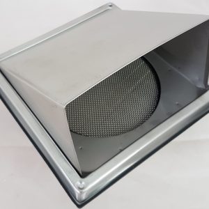 Wetterschutzgitter aus Edelstahl mit Haube ohne Klappenblatt in der Haube, mit Edelstahl Insektenschutzgitter, für Zuluft und Abluft