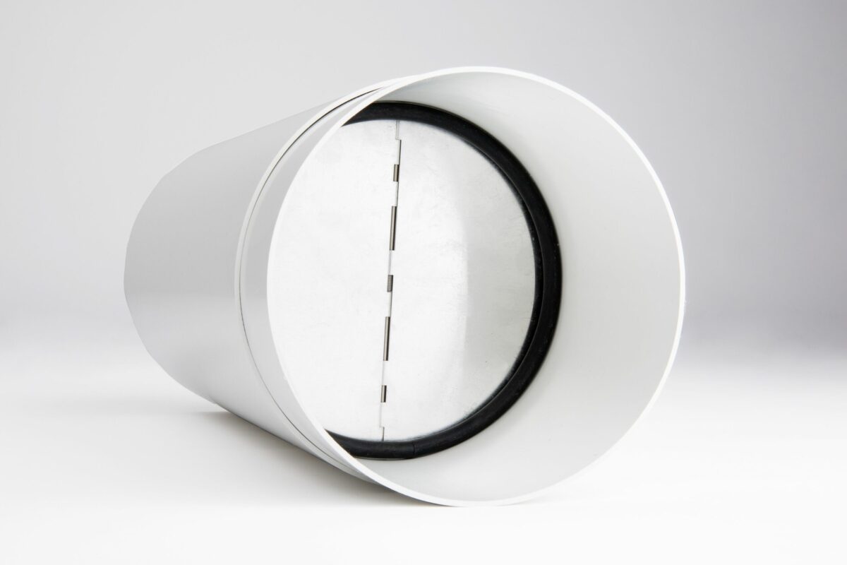 2 Grad Mauerkasten Ø 150 Rohr Set Edelstahl Dunstabzug Rückstauklappe S1-R-MKWSQLE, runter zur Haube mit Aluflex