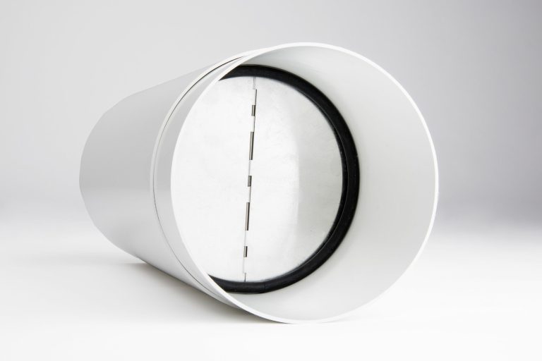 2 Grad Mauerkasten Ø 150 Rohr Set Edelstahl Dunstabzug Rückstauklappe S1-R-MKWSQLE, runter zur Haube mit Aluflex