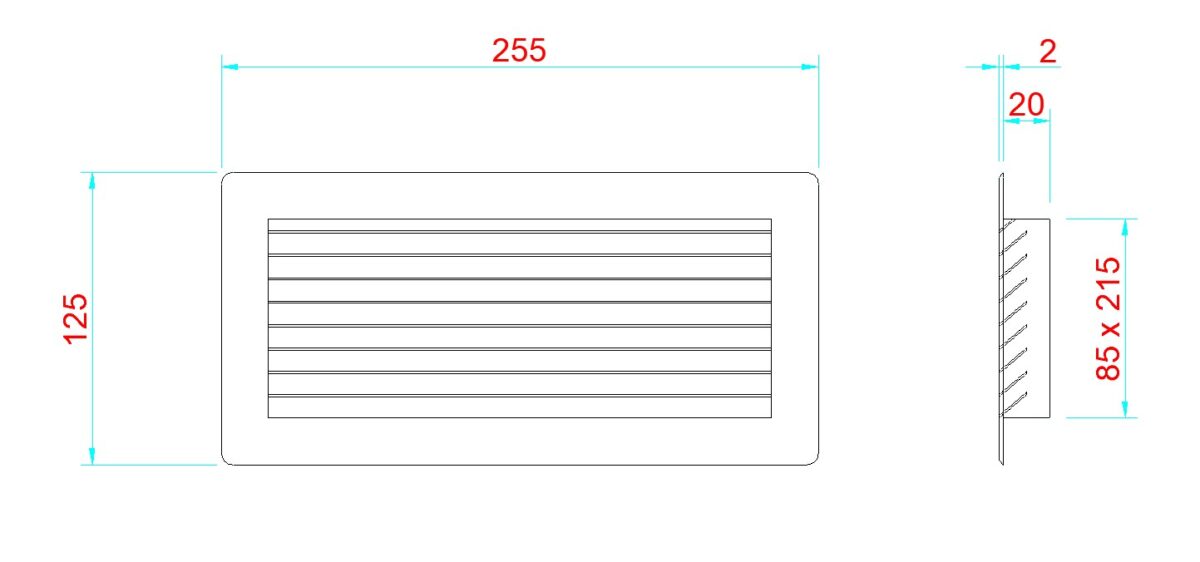 Flachkanal Gitter 220x90 mit Insektenschutzgitter