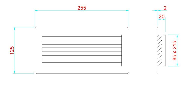 Flachkanal Gitter 220x90 mit Insektenschutzgitter