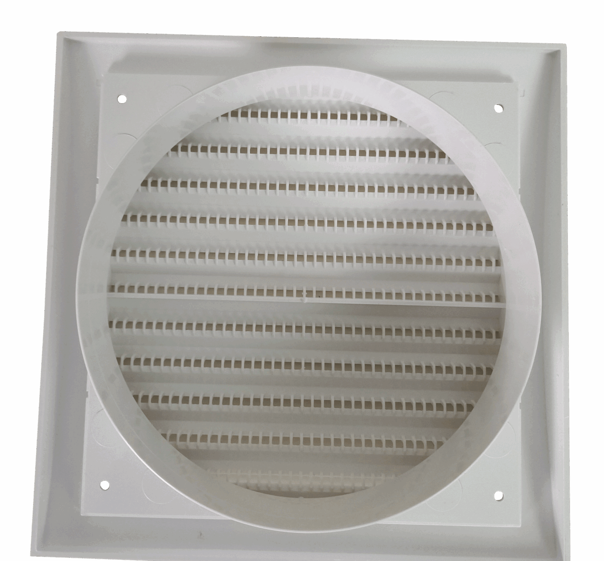 Mauerkasten mit Kunststoffgitter weiß in der Nennweite 150