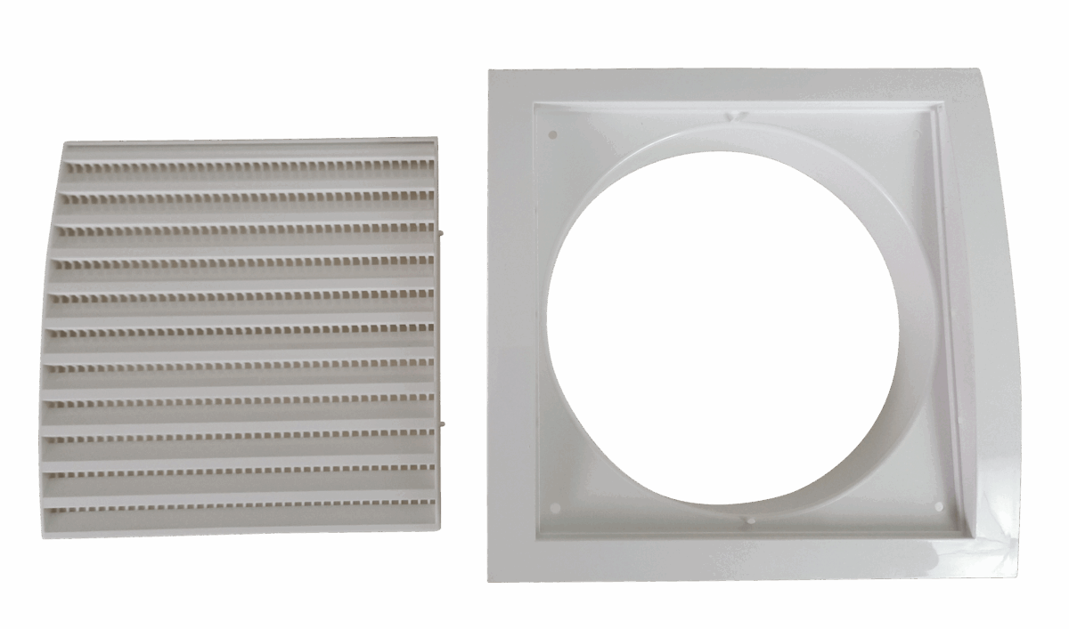 Mauerkasten mit Kunststoffgitter weiß in der Nennweite 150