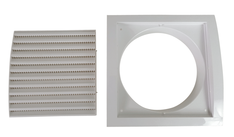 Mauerkasten mit Kunststoffgitter weiß in der Nennweite 150